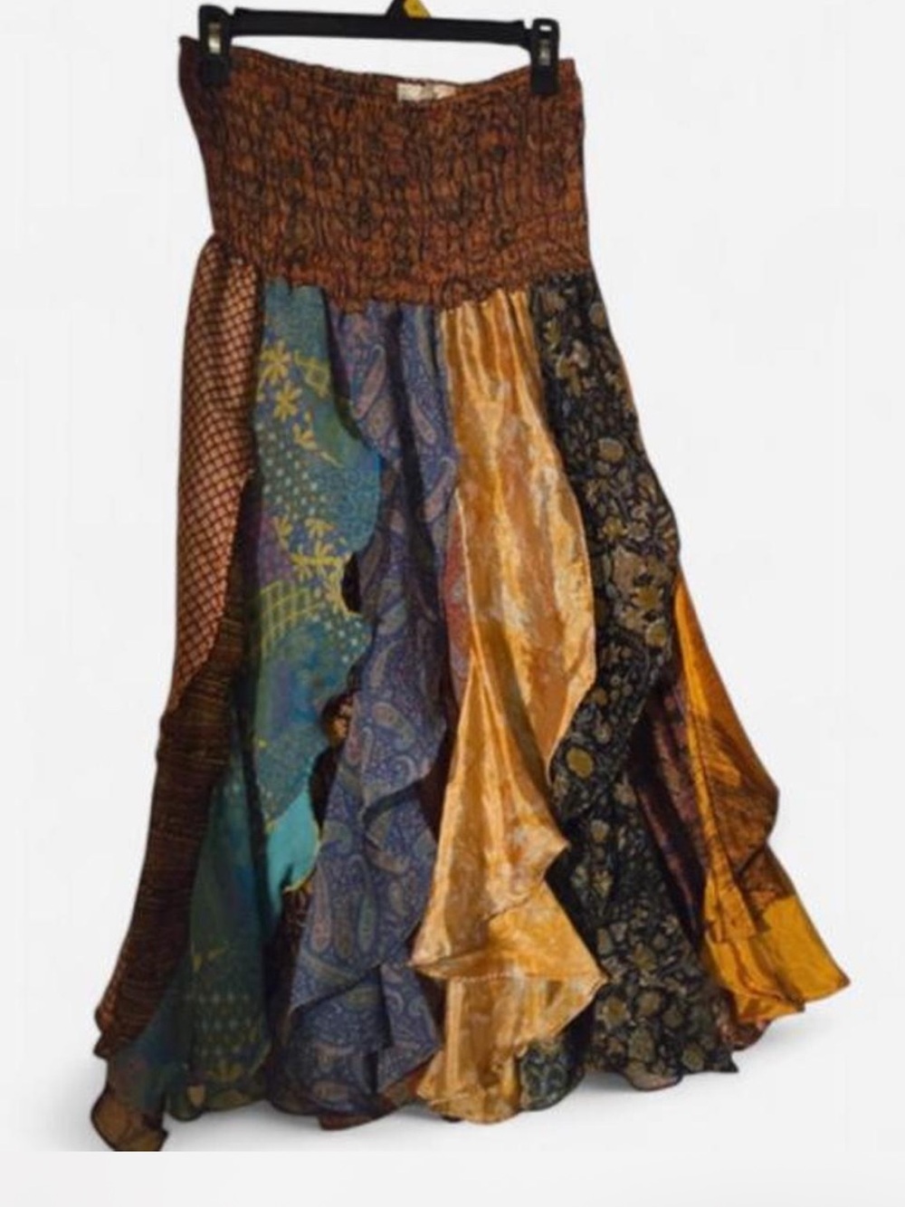 India Boutique Bohemian Patchwork Maxi Skirt in Multicolor